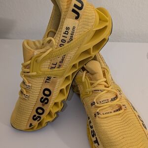 Yellow Athletic Mesh Sneakers with Bold Side Branding